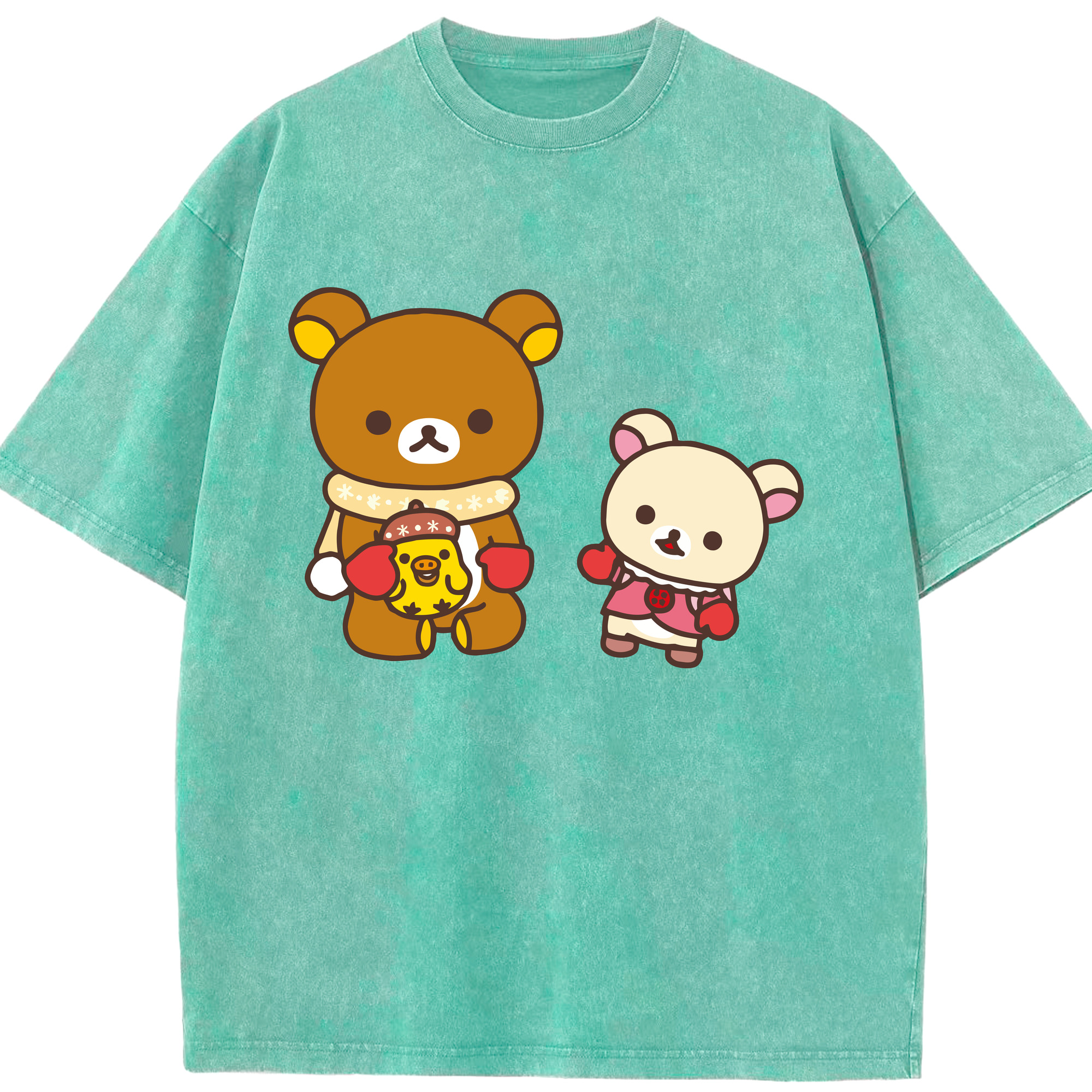 （画像用） リラックマ リラックマ キイロイトリ Rilakkuma Korilakkuma Kiiroitori 綿100% ヴィンテージ風 半袖Tシャツ（フロントプリント）
